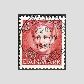 FRIMRKER DANMARK | 1990 - AFA 962 - Dronning Margrethe - 3,50 Kr. rd - Pragt Stemplet