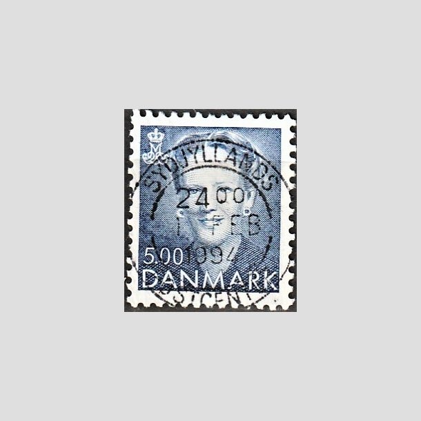 FRIMRKER DANMARK | 1992 - AFA 1019 - Dronning Margrethe - 5,00 Kr. bl - Pragt Stemplet