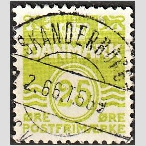 FRIM�RKER DANMARK | 1965 - AFA 430 - B�lgelinie 25 �re lysgr�n - Lux Stemplet