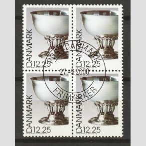 FRIMRKER DANMARK | 1997 - AFA 1163 - Dansk design - 12,25 Kr. Georg Jensen slvskl flerfarvet i 4-blok - Pragt Stemplet