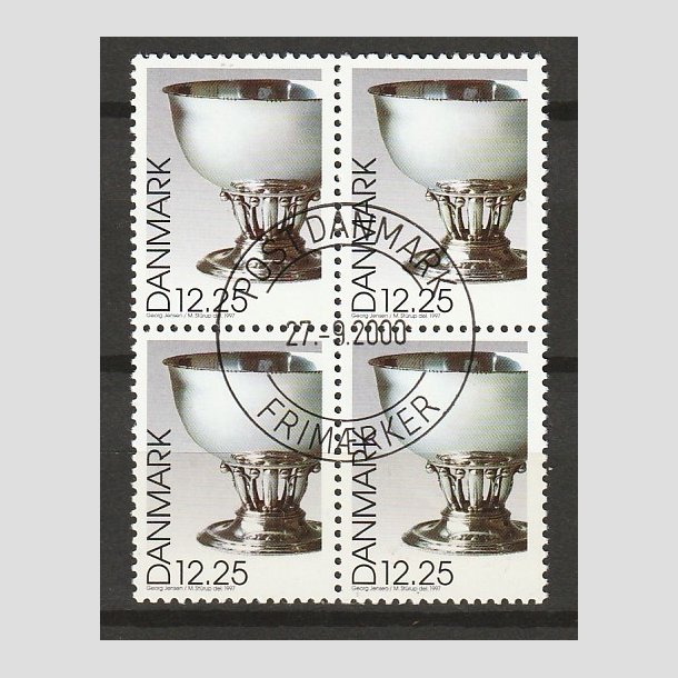 FRIMRKER DANMARK | 1997 - AFA 1163 - Dansk design - 12,25 Kr. Georg Jensen slvskl flerfarvet i 4-blok - Pragt Stemplet