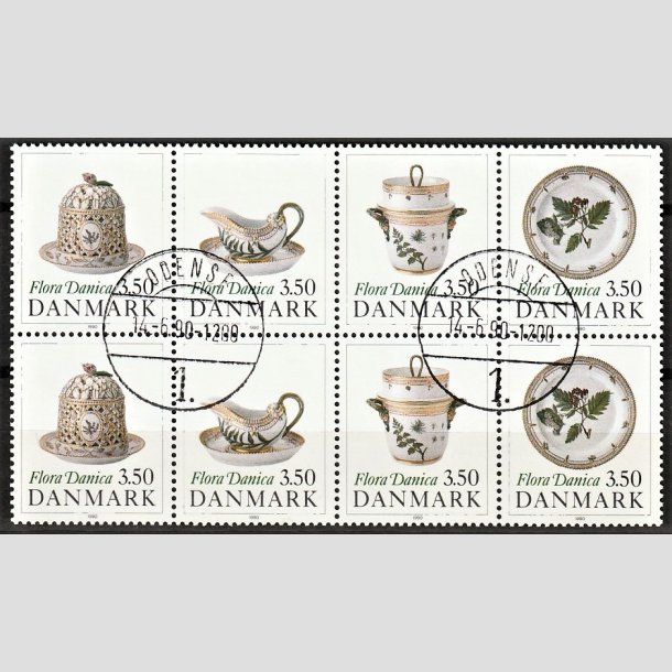 FRIMRKER DANMARK | 1990 - AFA 966-69 - Flora Danica 200 r - 3,50 Kr. i sammentryk flerfarvet - Pragt Stemplet