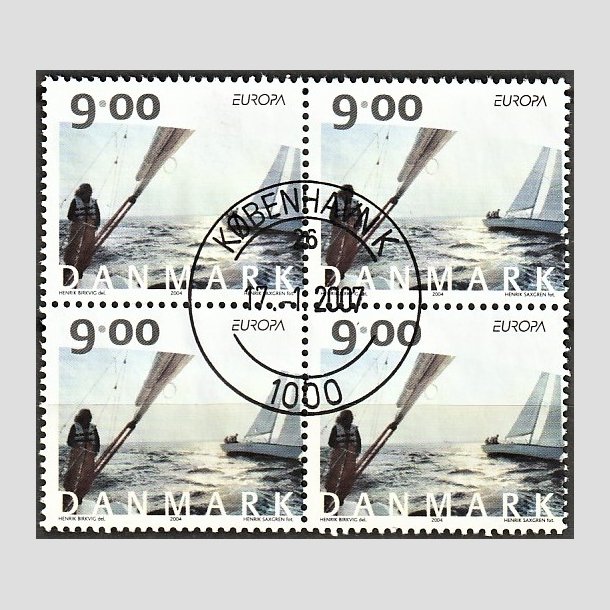 FRIMRKER DANMARK | 2004 - AFA 1397 - Europamrker - 9,00 Kr. flerfarvet i 4-blok - Pragt Stemplet