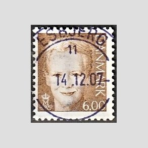 FRIMRKER DANMARK | 2001 - AFA 1285 - Dronning Margrethe II - 6,00 brun - Pragt Stemplet