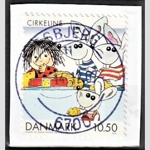 FRIMRKER DANMARK | 2002 - AFA 1310 - Danske tegneserier - 10,50 Kr. Cirkeline p afklip - Pragt Stemplet