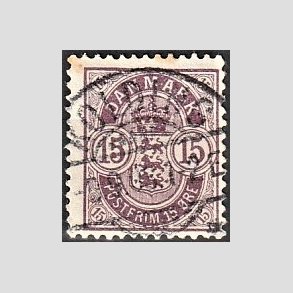 FRIM�RKER DANMARK | 1901-02 - AFA 38 - 15 �re gr�lilla - Stemplet 