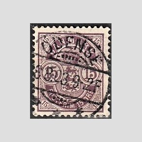 FRIM�RKER DANMARK | 1901-02 - AFA 38 - 15 �re gr�lilla - Stemplet 