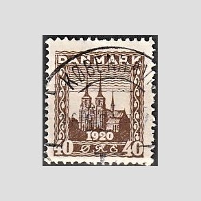 FRIM�RKER DANMARK | 1920-21 - AFA 114 - Genforening 40 �re brun - Lux Stemplet