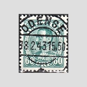 FRIMRKER DANMARK | 1934 - AFA 210 - Chr. X 60 re blgrn - Lux Stemplet Odense
