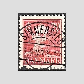 FRIMRKER DANMARK | 1942-44 - AFA 276 - Chr. X 20 re rd - Lux Stemplet Simmersted