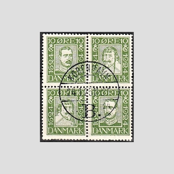 FRIMRKER DANMARK | 1924 - AFA 132-135 - Postjubilum 10 re grn i 4-blok - Lux Stemplet