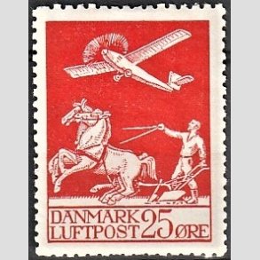 FRIM�RKER DANMARK | 1925 - AFA 146 - Gl. Luftpost 25 �re r�d - Ubrugt