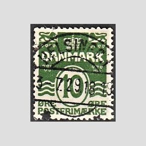FRIM�RKER DANMARK | 1921-22 - AFA 124 - B�lgelinie 10 �re gr�n - Lux Stemplet