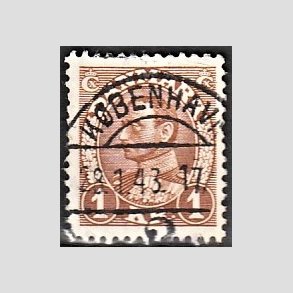 FRIMRKER DANMARK | 1934 - AFA 211 - Chr. X 1 Kr. brun - Lux Stemplet 