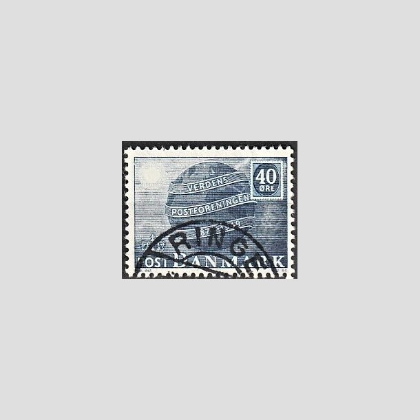 FRIMRKER DANMARK | 1949 - AFA 316 - Verdenspostforeningen 75 r - 40 re bl - Lux Stemplet Ringe