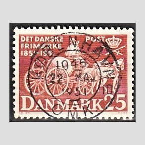 FRIM�RKER DANMARK | 1951 - AFA 332 - F�rste frim�rker 100 �r, 25 �re brunr�d - Pragt Stemplet