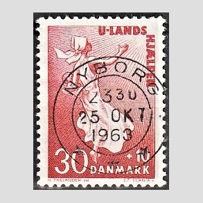 FRIMRKER DANMARK | 1962 - AFA 408 - Bistand - 30 + 10 re karamin - Pragt Stemplet Nyborg