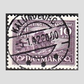 FRIM�RKER DANMARK | 1941 - AFA 270 - Vitus Bering 10 �re violet - Lux Stemplet Kalundborg