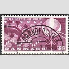 FRIM�RKER DANMARK | 1962 - AFA 410 - Georg Carstensen Tivoli - 35 �re r�dviolet - Pragt Stemplet Br�nderslev