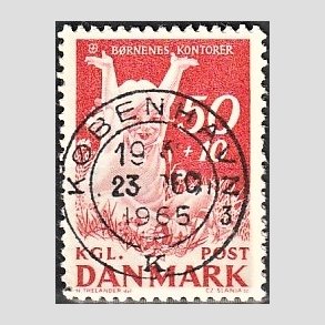 FRIMRKER DANMARK | 1965 - AFA 439F - Brnenes Kontor - 50 + 10 re rd - Pragt Stemplet