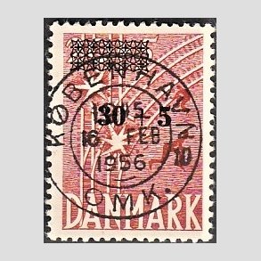 FRIM�RKER DANMARK | 1955 - AFA 359 - Frihedsfond provisorier - 30 + 5/20 + 5 �re r�d - Pragt Stemplet