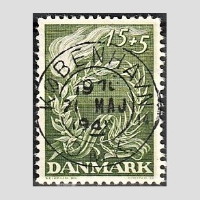 FRIMRKER DANMARK | 1947 - AFA 299 - Modstandsbevgelsen - 15 + 5 re grn - Pragt Stemplet