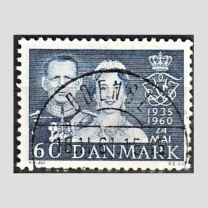 FRIM�RKER DANMARK | 1960 - AFA 385 - S�lvbryllup - 60 �re bl� - Lux Stemplet Odense