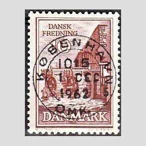 FRIM�RKER DANMARK | 1962 - AFA 407 - Fredningsserie - 10 �re r�dbrun - Pragt Stemplet K�benhavn