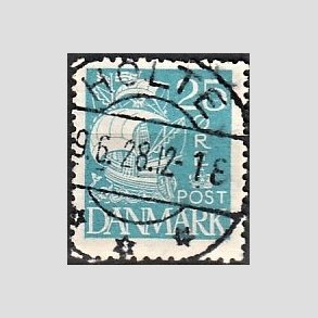 FRIM�RKER DANMARK | 1927 - AFA 171 - Karavel 25 �re bl� - Lux Stemplet Holte