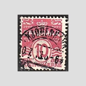 FRIM�RKER DANMARK | 1912 - AFA 65 - B�lgelinie 10 �re karminrosa - Lux Stemplet 