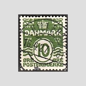 FRIM�RKER DANMARK | 1921-22 - AFA 124 - B�lgelinie 10 �re gr�n - Lux Stemplet