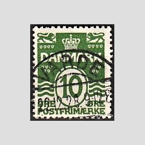 FRIM�RKER DANMARK | 1921-22 - AFA 124 - B�lgelinie 10 �re gr�n - Lux Stemplet Varde