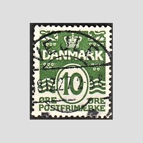 FRIM�RKER DANMARK | 1921-22 - AFA 124 - B�lgelinie 10 �re gr�n - Lux Stemplet