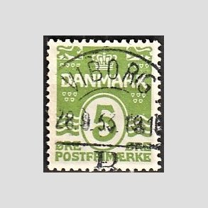 FRIM�RKER DANMARK | 1930 - AFA 183 - B�lgelinie 5 �re lysgr�n - Lux Stemplet Viborg