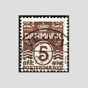FRIM�RKER DANMARK | 1921-22 - AFA 122 - B�lgelinie 5 �re brun - Lux Stemplet Vejby
