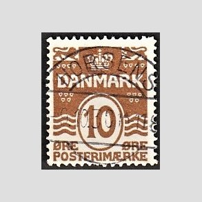 FRIM�RKER DANMARK | 1930 - AFA 185 - B�lgelinie 10 �re brun - Lux Stemplet Horsens