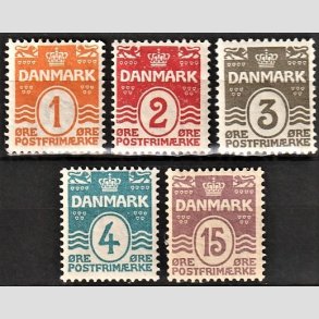 FRIM�RKER DANMARK | 1905-06 - AFA 42,43,44,45,46 - B�lgelinie s�t - Ubrugt