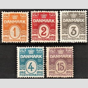 FRIM�RKER DANMARK | 1905-06 - AFA 42,43,44,45,46 - B�lgelinie s�t - Ubrugt