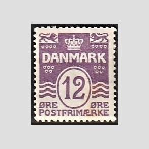 FRIM�RKER DANMARK | 1926-30 - AFA 168 - B�lgelinie 12 �re violet - Ubrugt