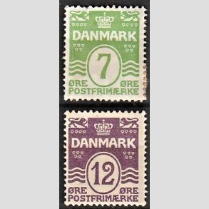 FRIM�RKER DANMARK | 1926-30 - AFA 167,168 - B�lgelinie 7 og 12 �re - Ubrugt