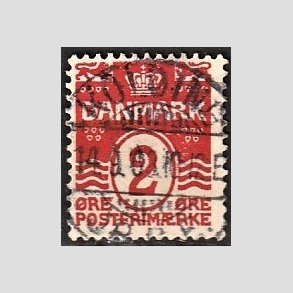 FRIM�RKER DANMARK | 1905-06 - AFA 43 - B�lgelinie 2 �re r�d Krone III - Lux Stemplet