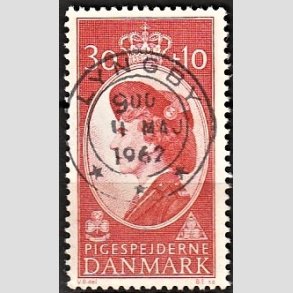 FRIMRKER DANMARK | 1960 - AFA 390 - Dronning Ingrid - 30 + 10 re rd - Pragt Stemplet Lyngby