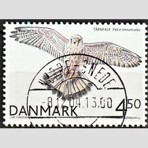 FRIM�RKER DANMARK | 2004 - AFA 1409 - Rovfugle i Danmark - 4,50 Kr. T�rnfalk - Pragt Stemplet N�rre Snede