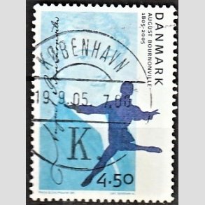FRIM�RKER DANMARK | 2005 - AFA 1432 - August Bournonville - 4,50 Kr. flerfarvet - Pragt Stemplet