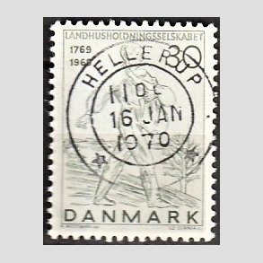 FRIM�RKER DANMARK | 1969 - AFA 477 - Landhusholdningsselskabet 200 �r - 30 �re gr�n - Pragt Stemplet Hellerup