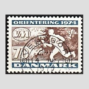 FRIM�RKER DANMARK | 1974 - AFA 575 - Orienteringsl�b WM - 70 �re flerfarvet - Pragt Stemplet