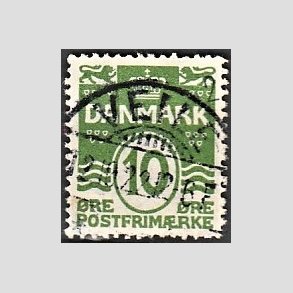 FRIM�RKER DANMARK | 1921-22 - AFA 124 - B�lgelinie 10 �re gr�n - Lux Stemplet