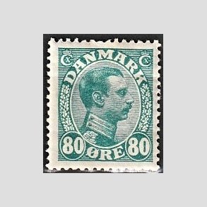 FRIMRKER DANMARK | 1915 - AFA 84 - Chr. X 80 re blgrn - Ubrugt