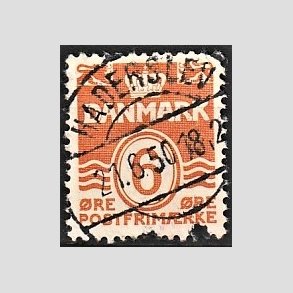 FRIM�RKER DANMARK | 1940 - AFA 254 - B�lgelinie 6 �re orangegul - Lux Stemplet 