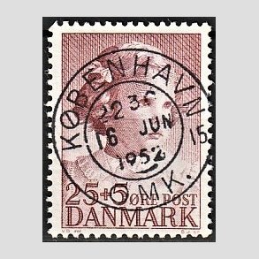FRIMRKER DANMARK | 1950 - AFA 325 - Prinsesse Anne-Marie - 25 + 5 re brunrd - Pragt Stemplet Kbenhavn